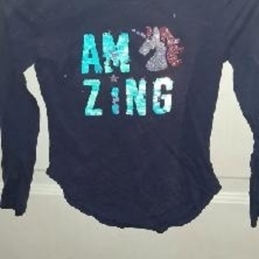 Sparkle Unicorn Long Sleeve Tee - Navy
